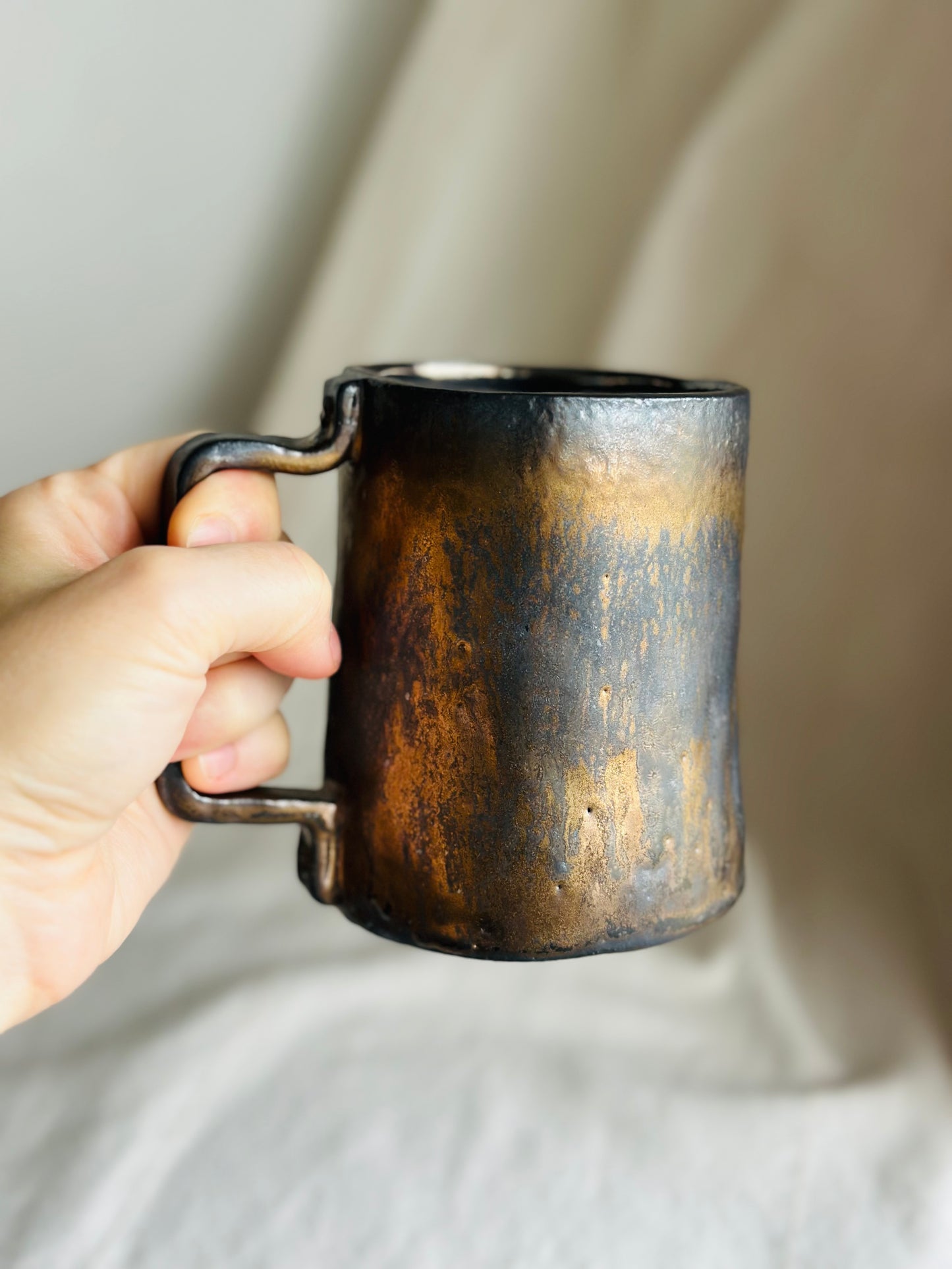 Mug en céramique « Champignons » marron et beige