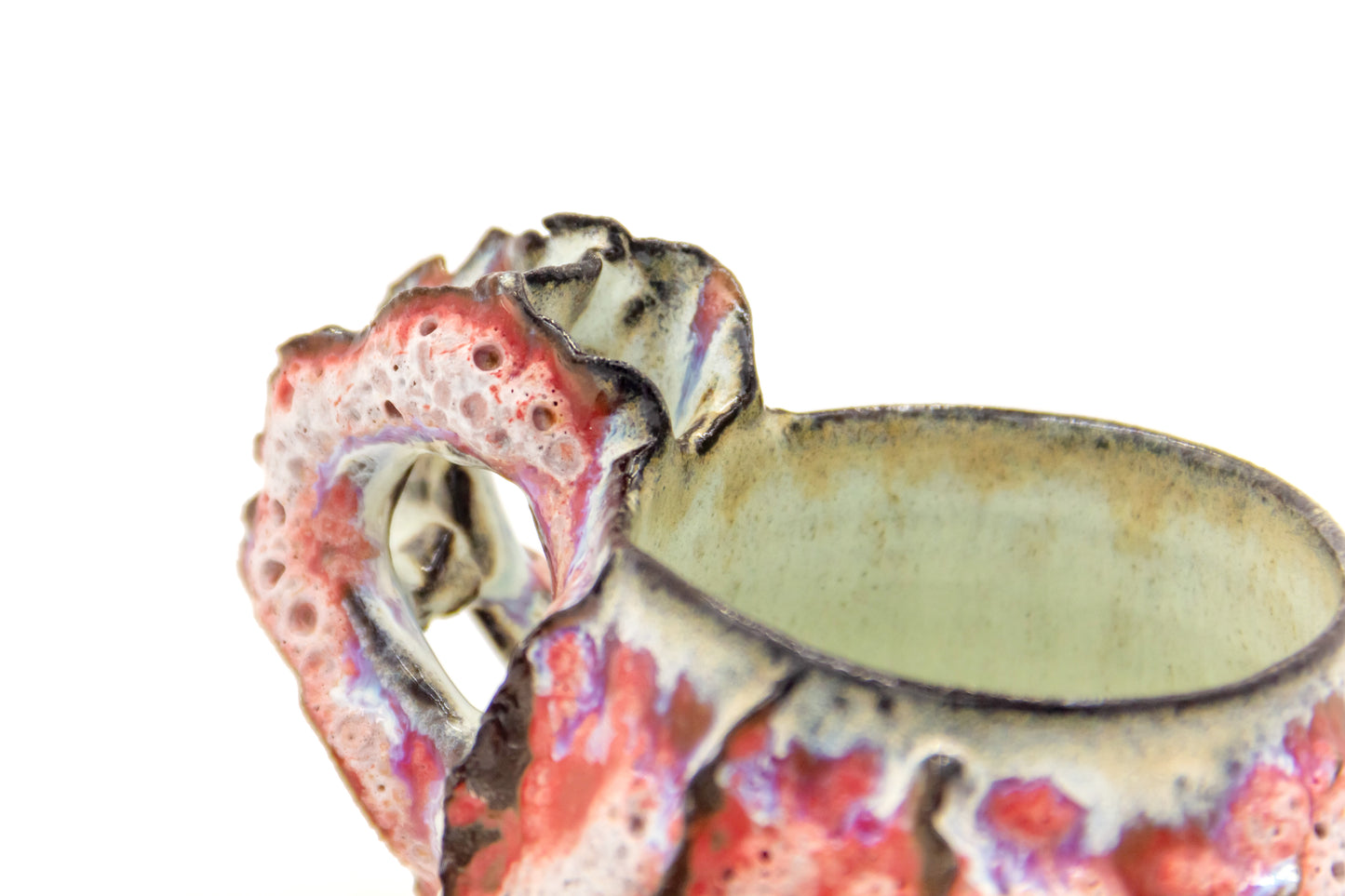 Kubek ceramiczny zielono-czerwony