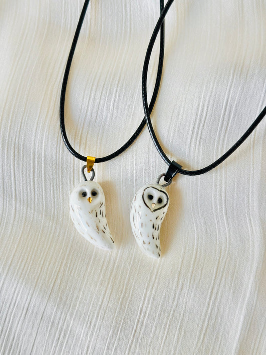 Naszyjnik z porcelanową sówką