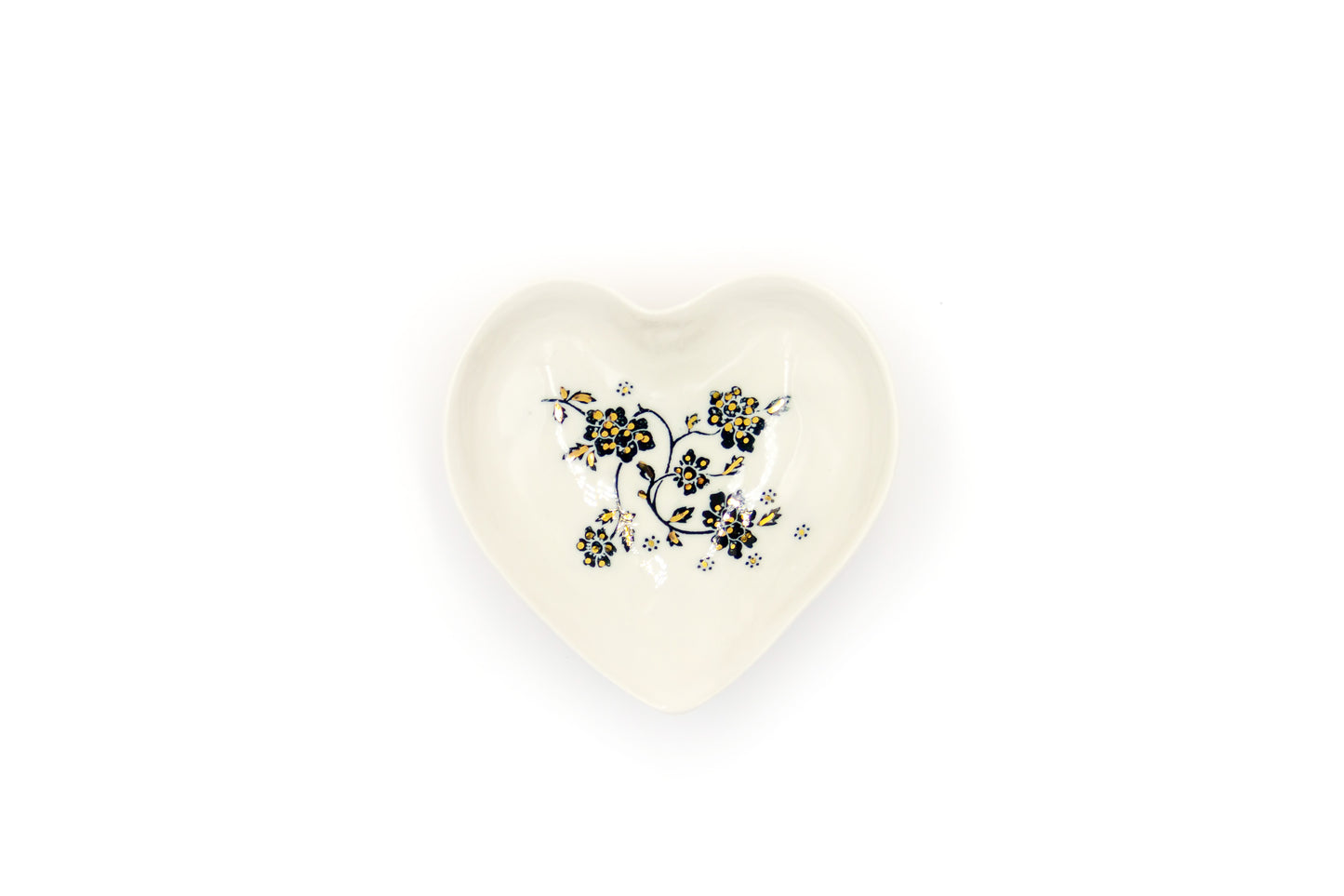 Bol en porcelaine en forme de cœur plaqué or