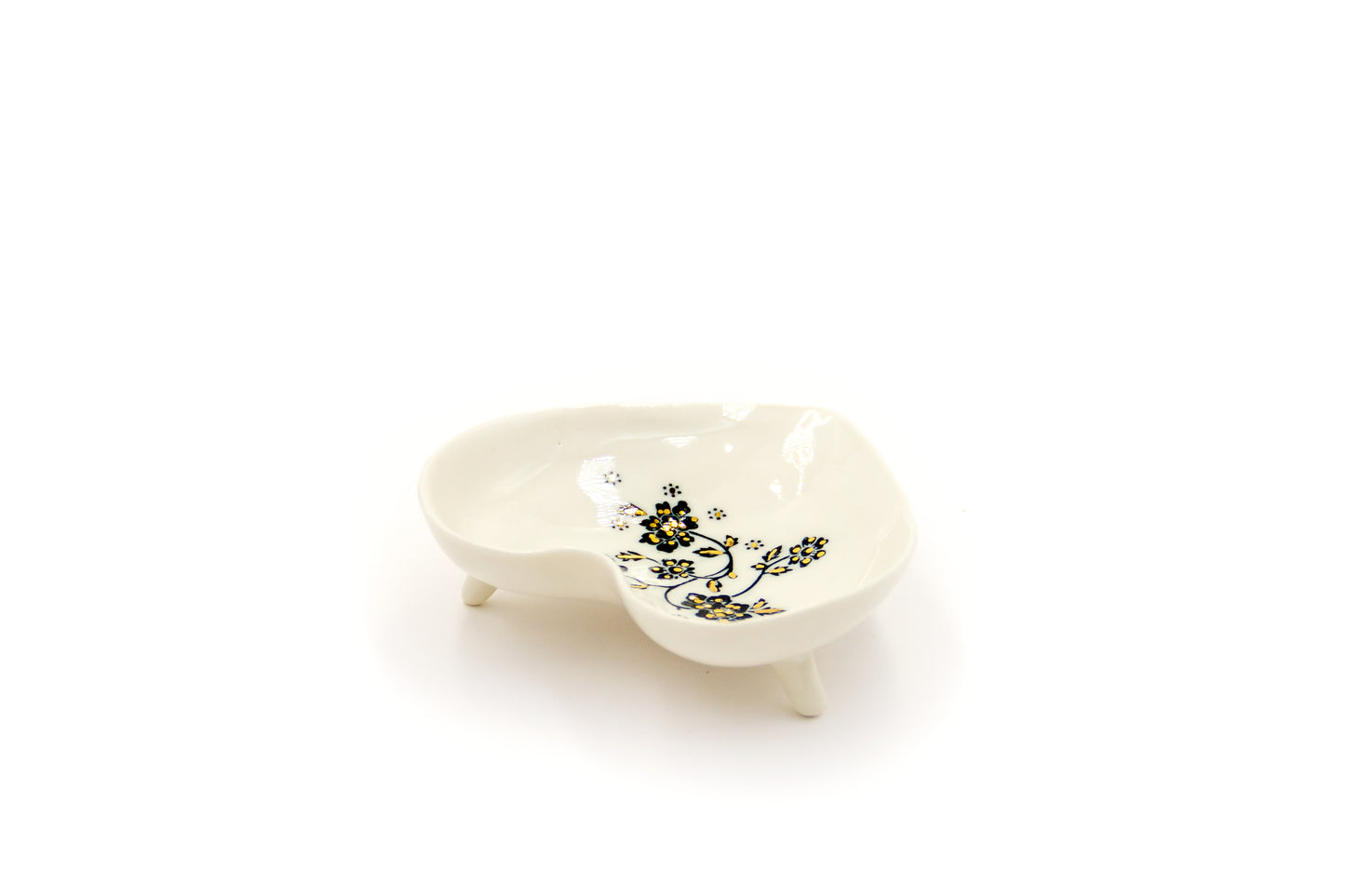 Bol en porcelaine en forme de cœur plaqué or
