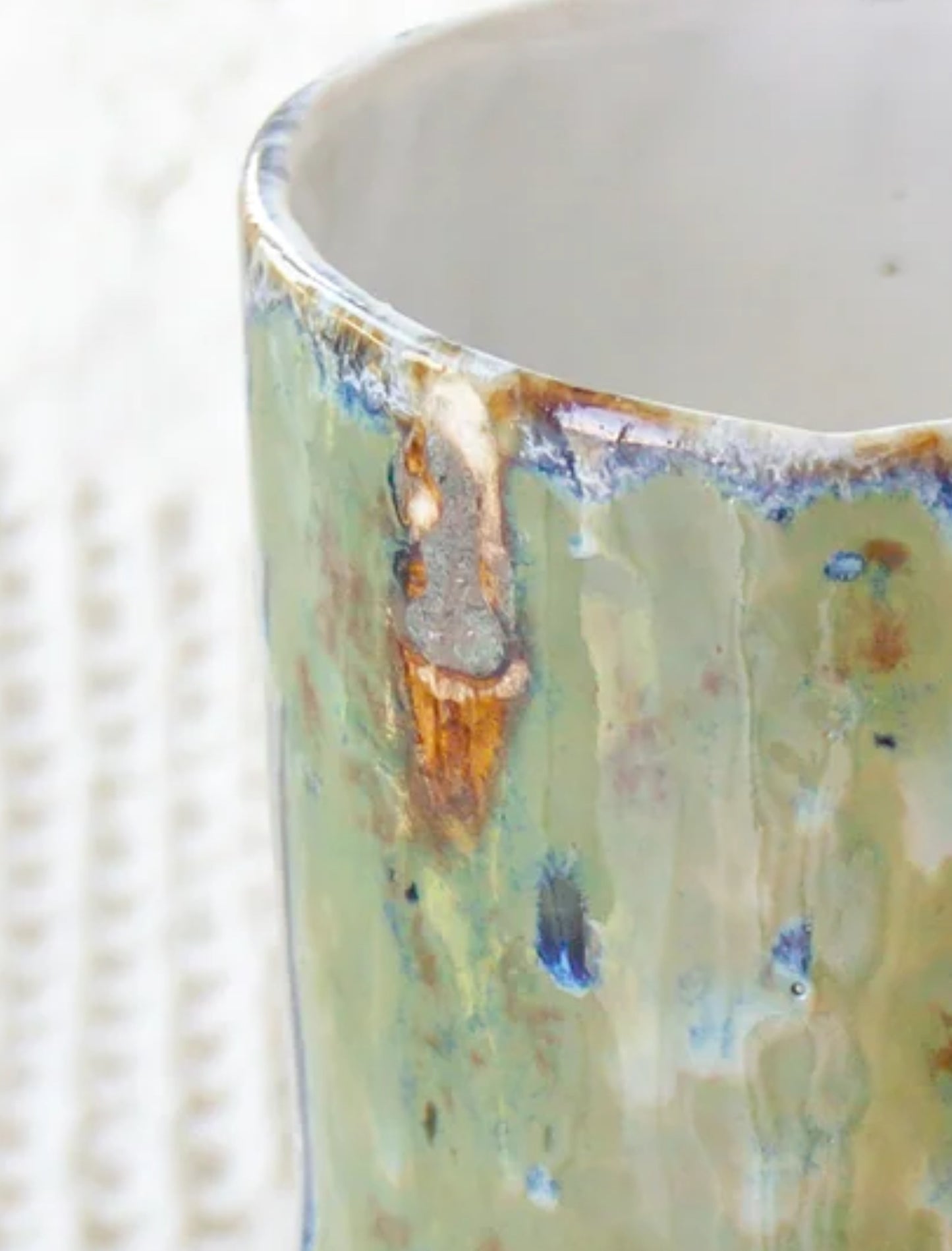 Kubek ceramiczny “Tripto” zielono-biały