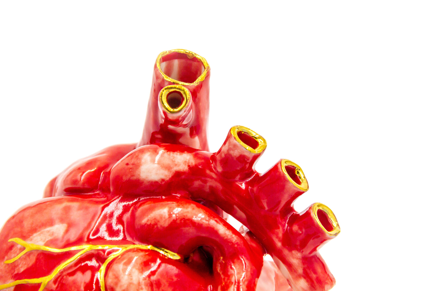 Serce porcelanowe czerwone ze złoceniem