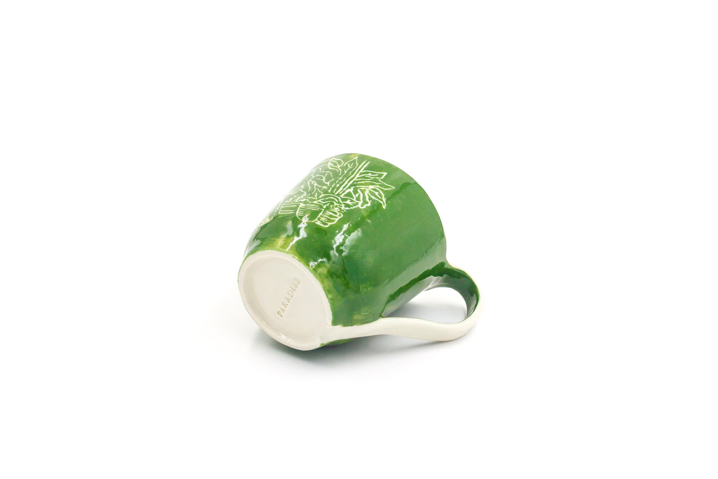 Kubek porcelanowy w kolorze zielono-białym