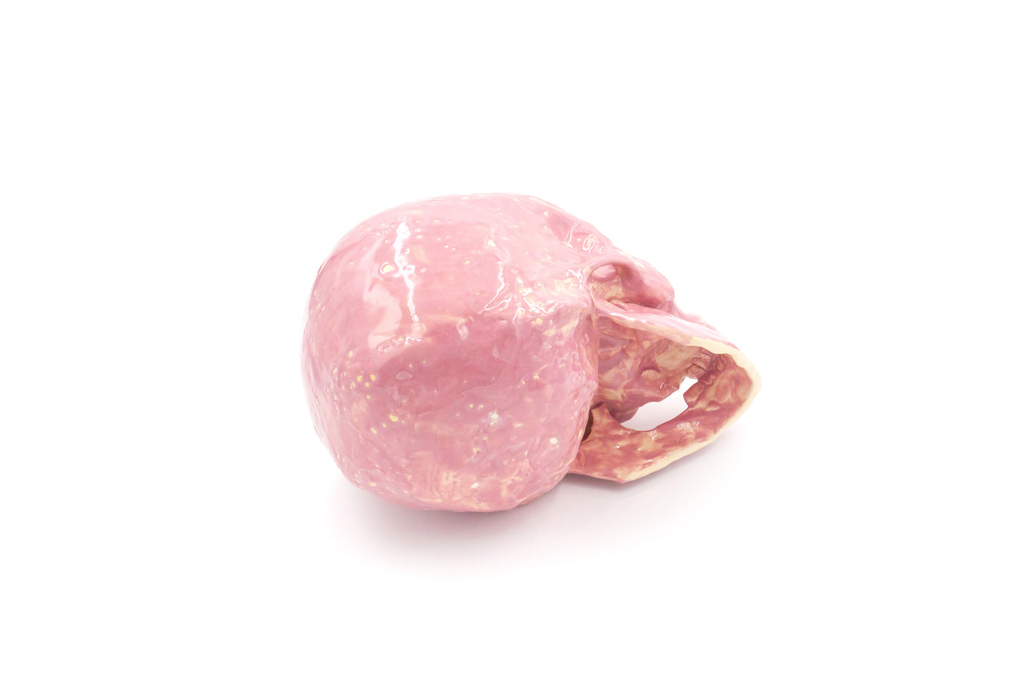 Czaszka-szkatułka ceramiczna duża różowa