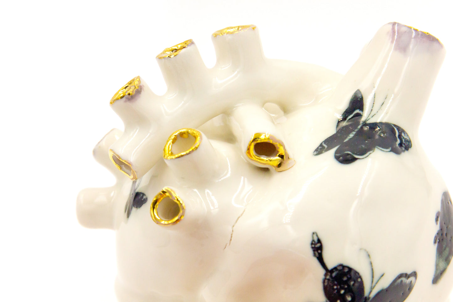 Serce porcelanowe ze złoceniem