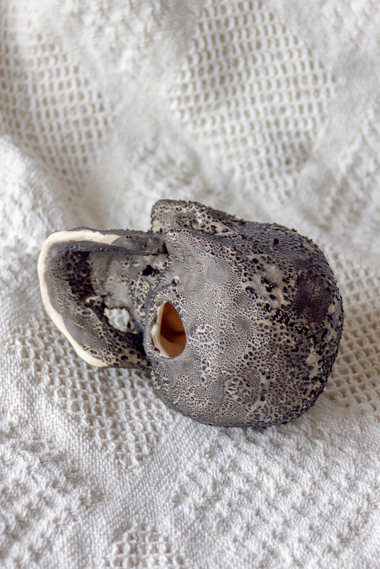 Czaszka ceramiczna brązowo-czarna