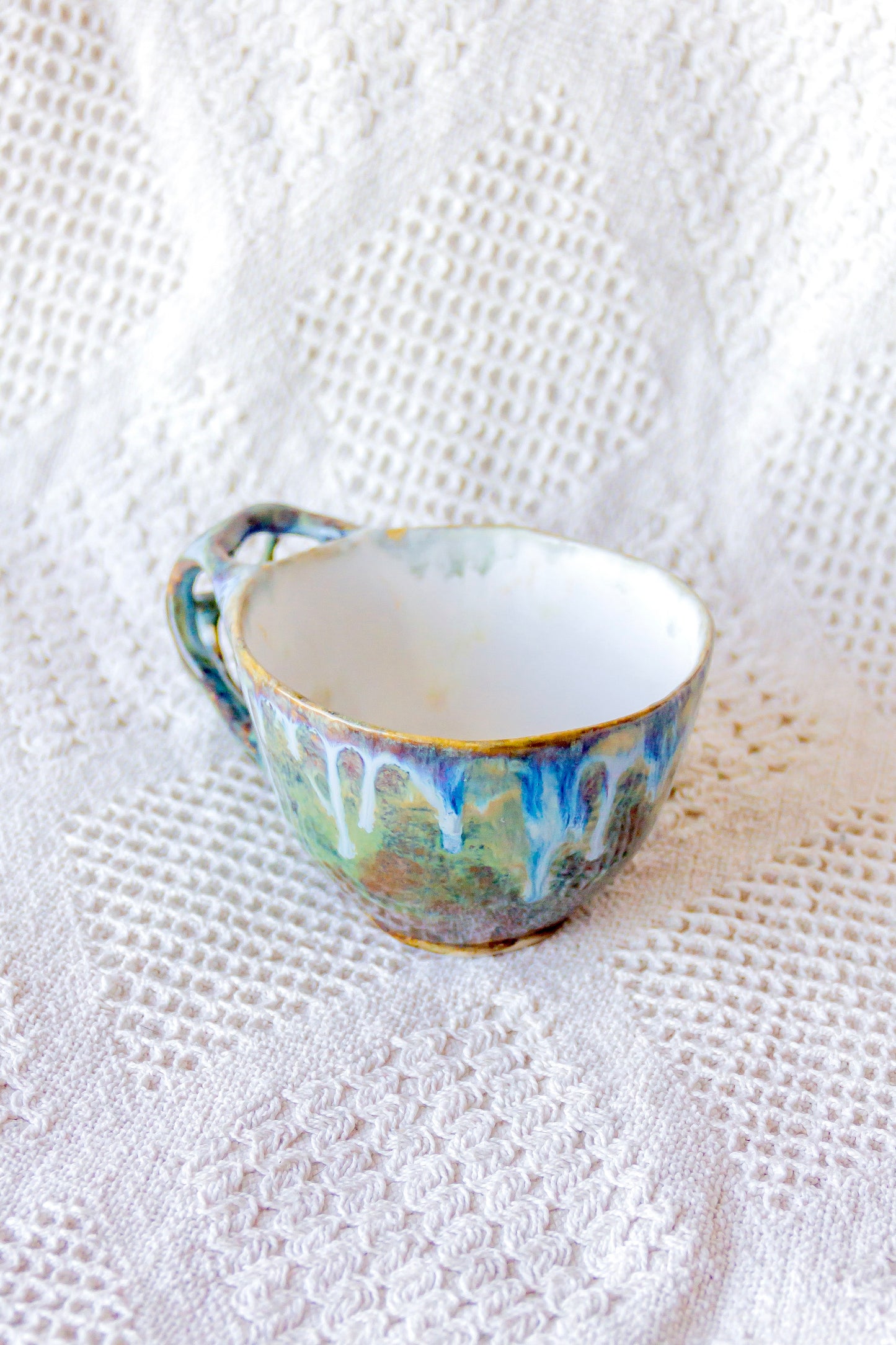 Kubek ceramiczny „Tripto” zielono-biały