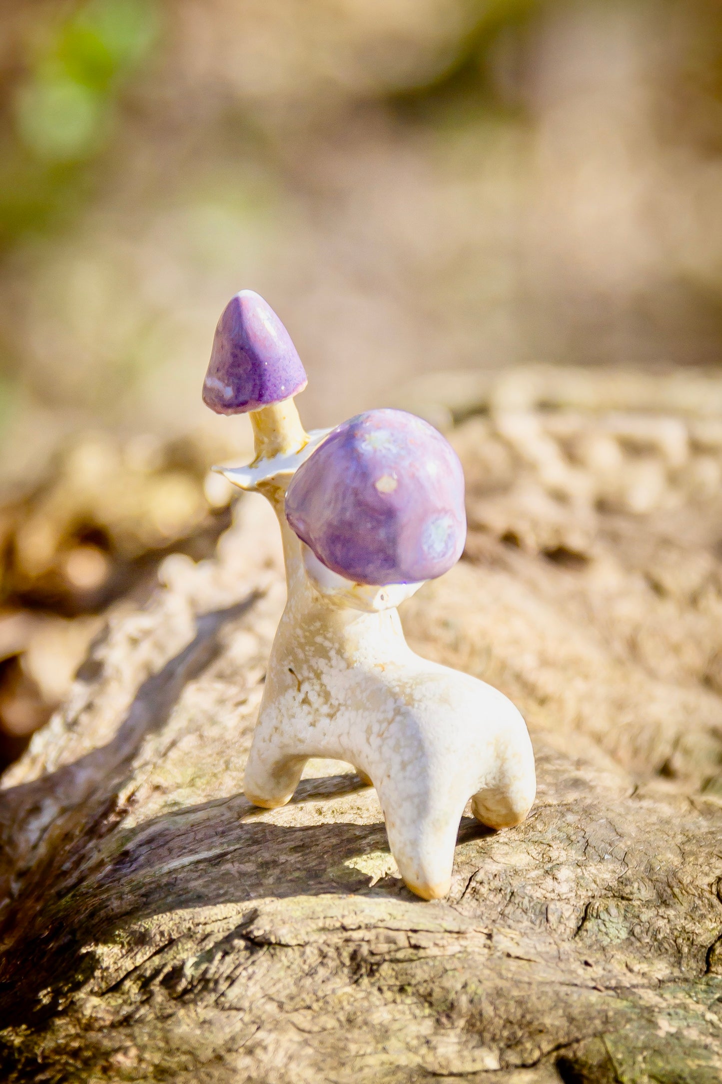 Grzybki ceramiczne beżowo-fioletowe mini