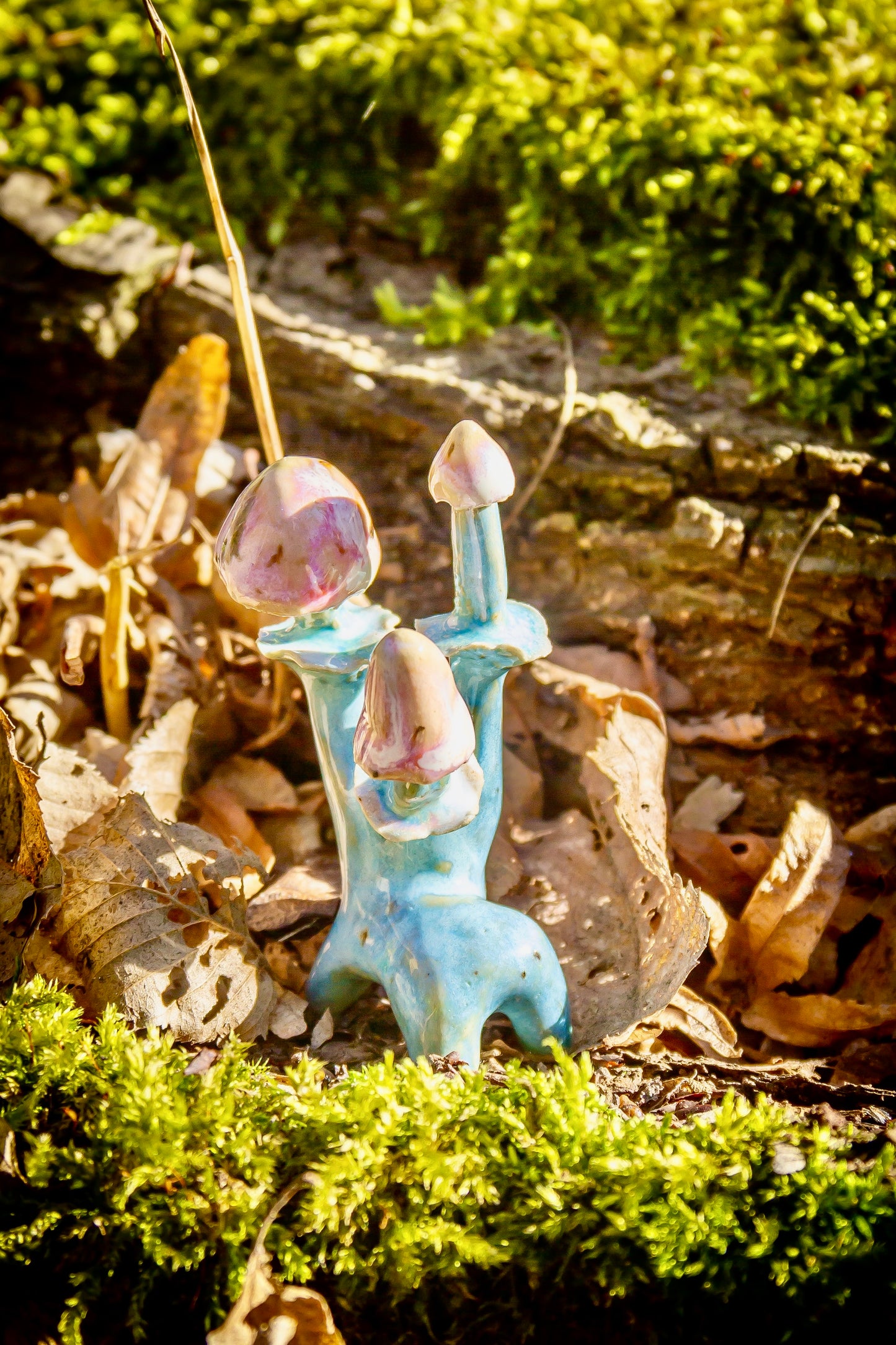 Grzybki ceramiczne niebiesko-różowe mini