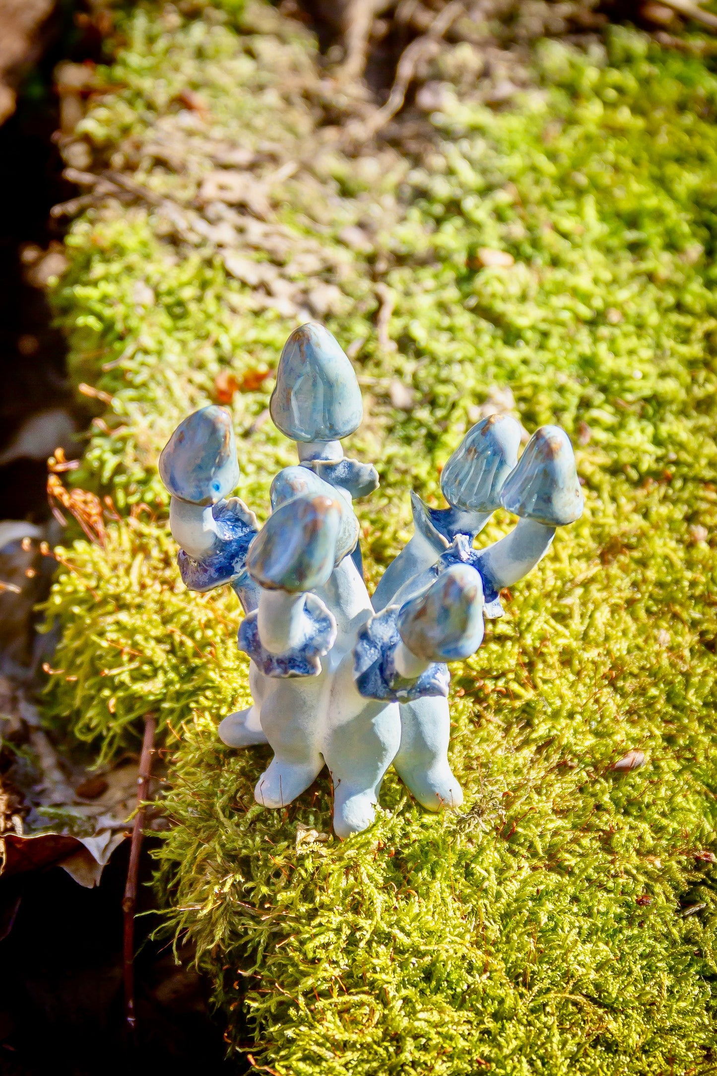 Grzybki ceramiczne szaro-niebieskie mini