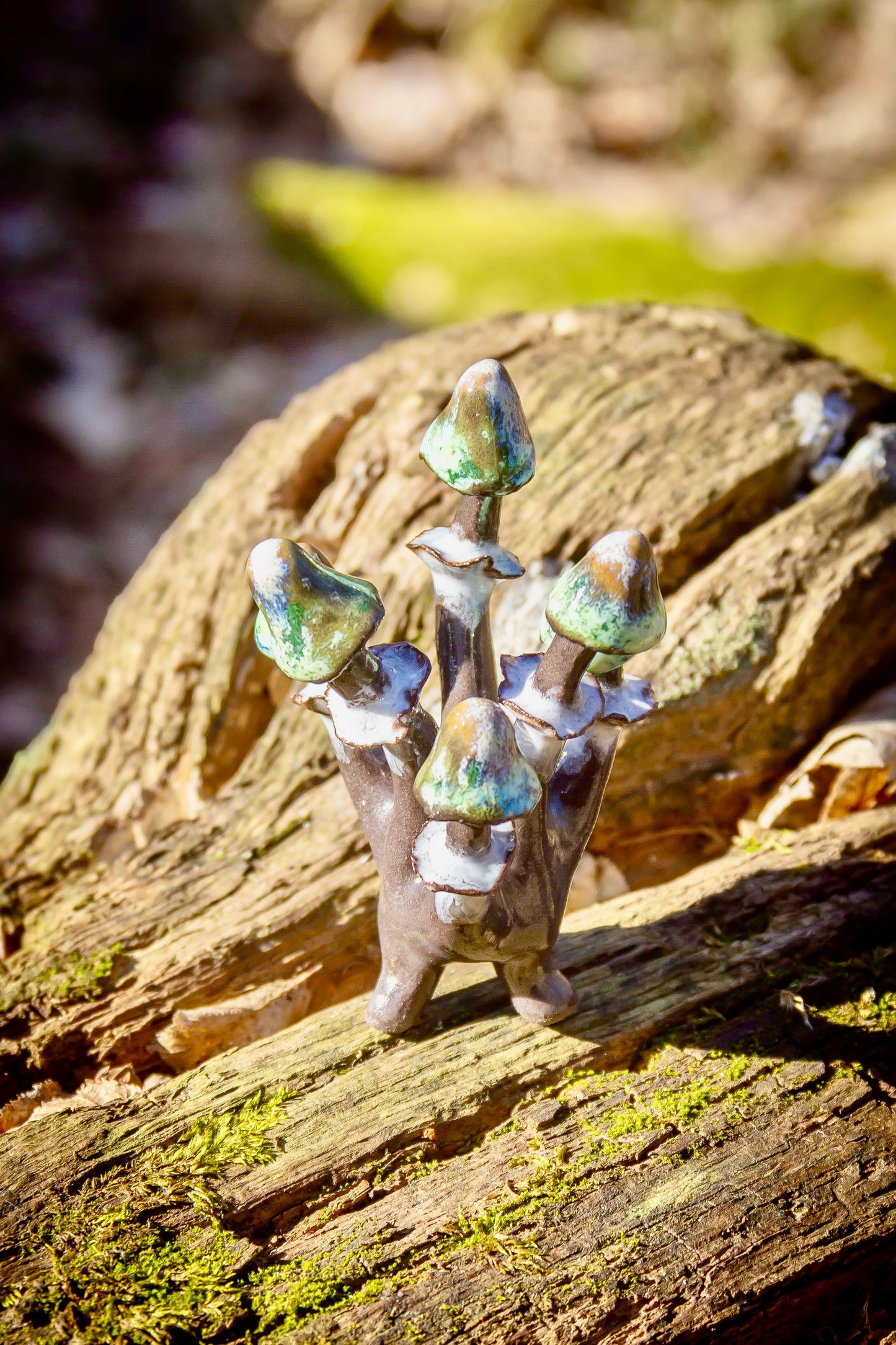 Grzybki ceramiczne szaro-zielone mini