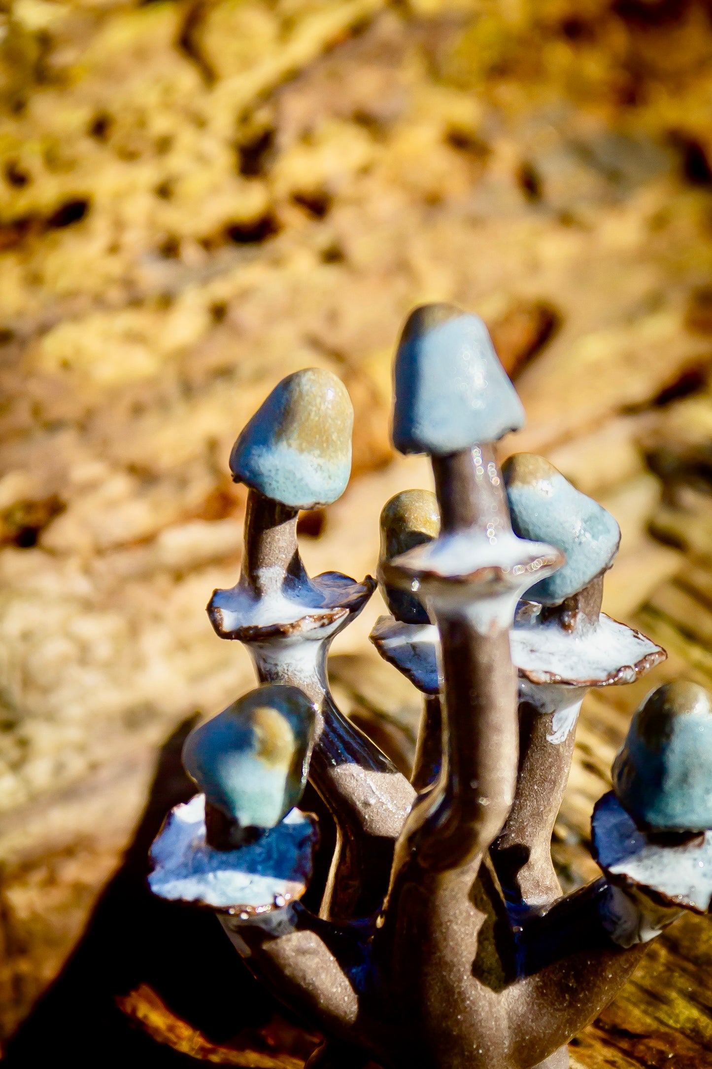 Grzybki ceramiczne szaro-niebieskie mini