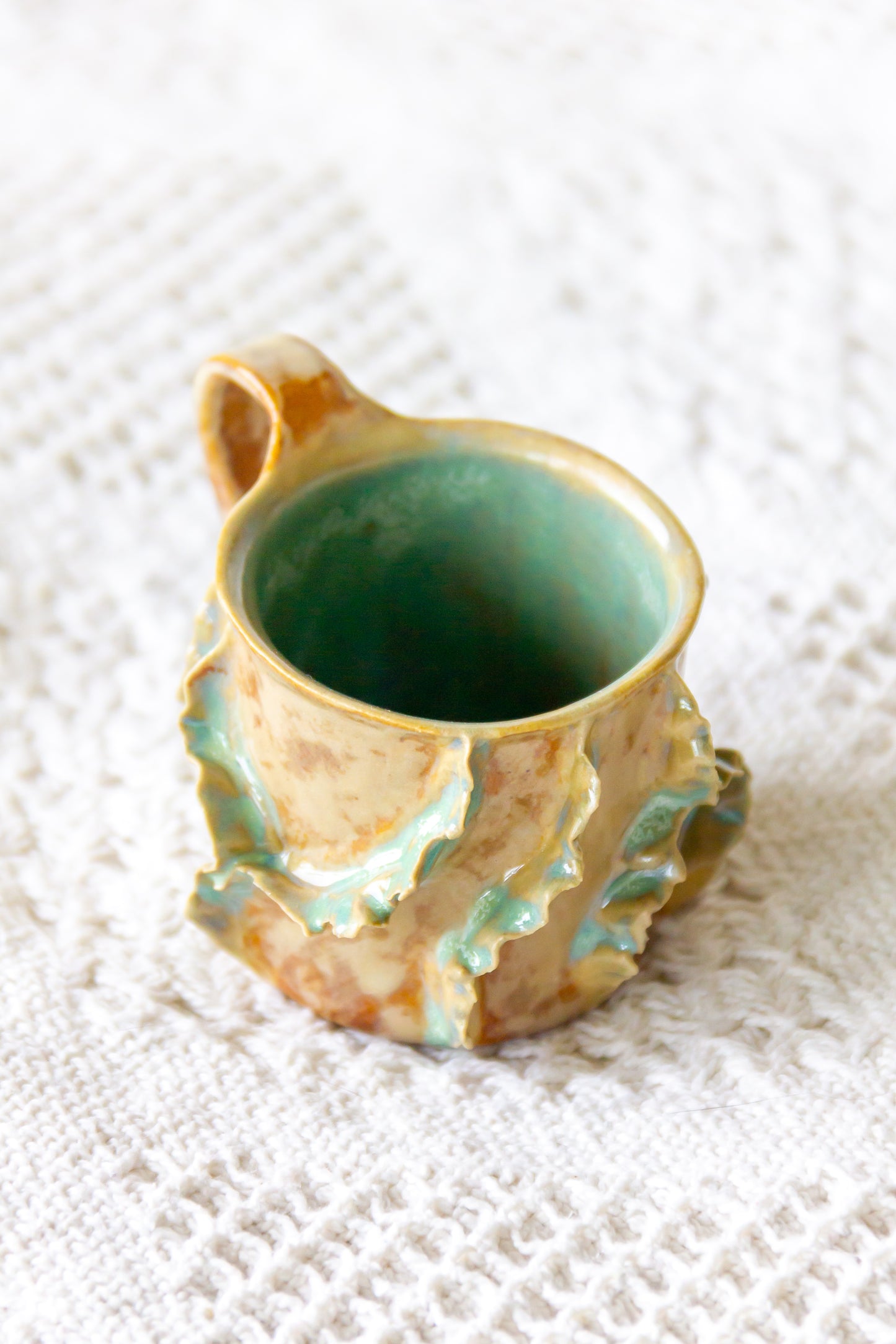 Filiżanka „Laminari” do espresso ceramiczna zielono-beżowa