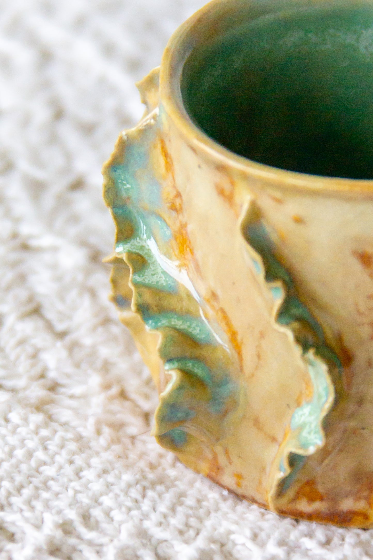 Filiżanka „Laminari” do espresso ceramiczna zielono-beżowa