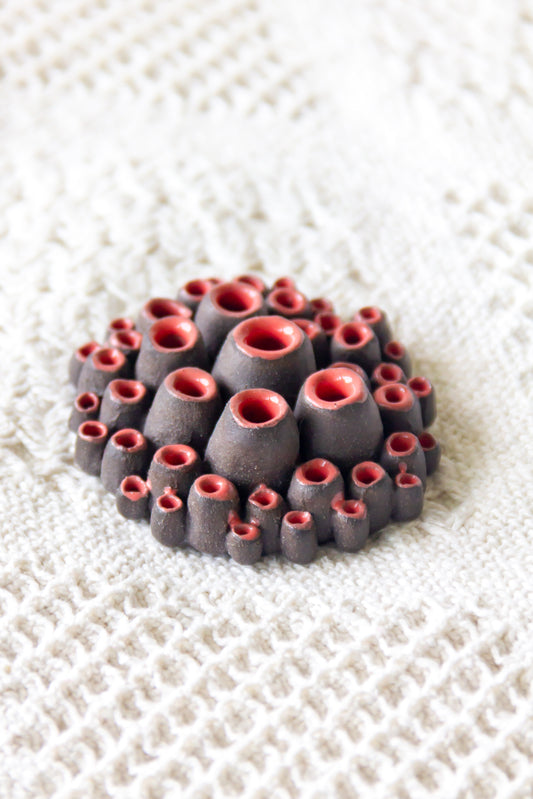 Rzeźba ceramiczna “Ascydia” czarno-czerwona