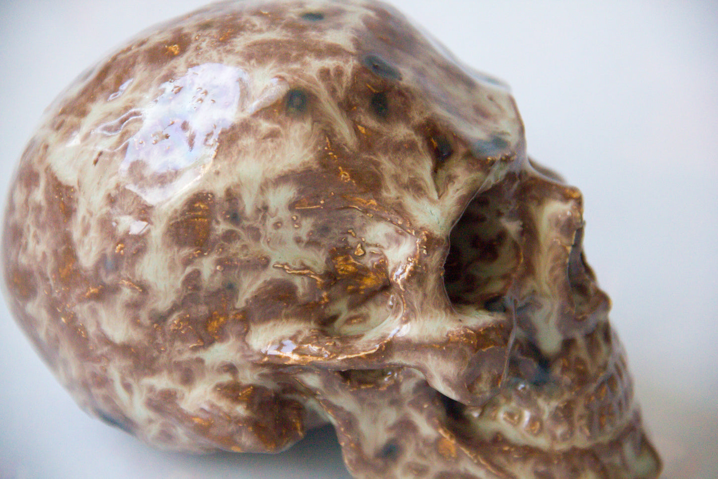 Czaszka ceramiczna w brązowym kolorze