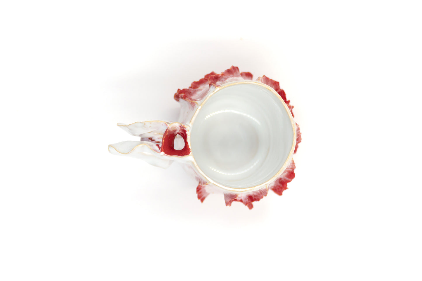 Kubek ceramiczny w kolorze biało-czerwonym