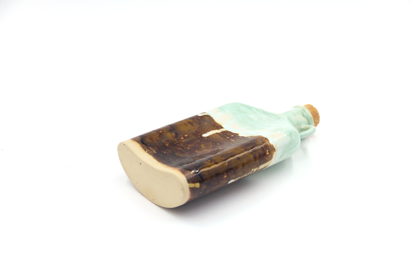 Karafka ceramiczna w kolorze turkusowo-brązowym