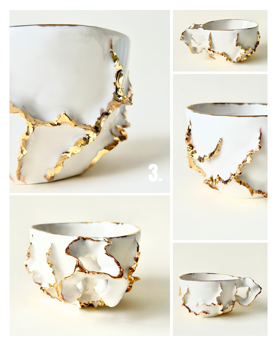 Filiżanka „Laminari” porcelanowa ze złoceniem