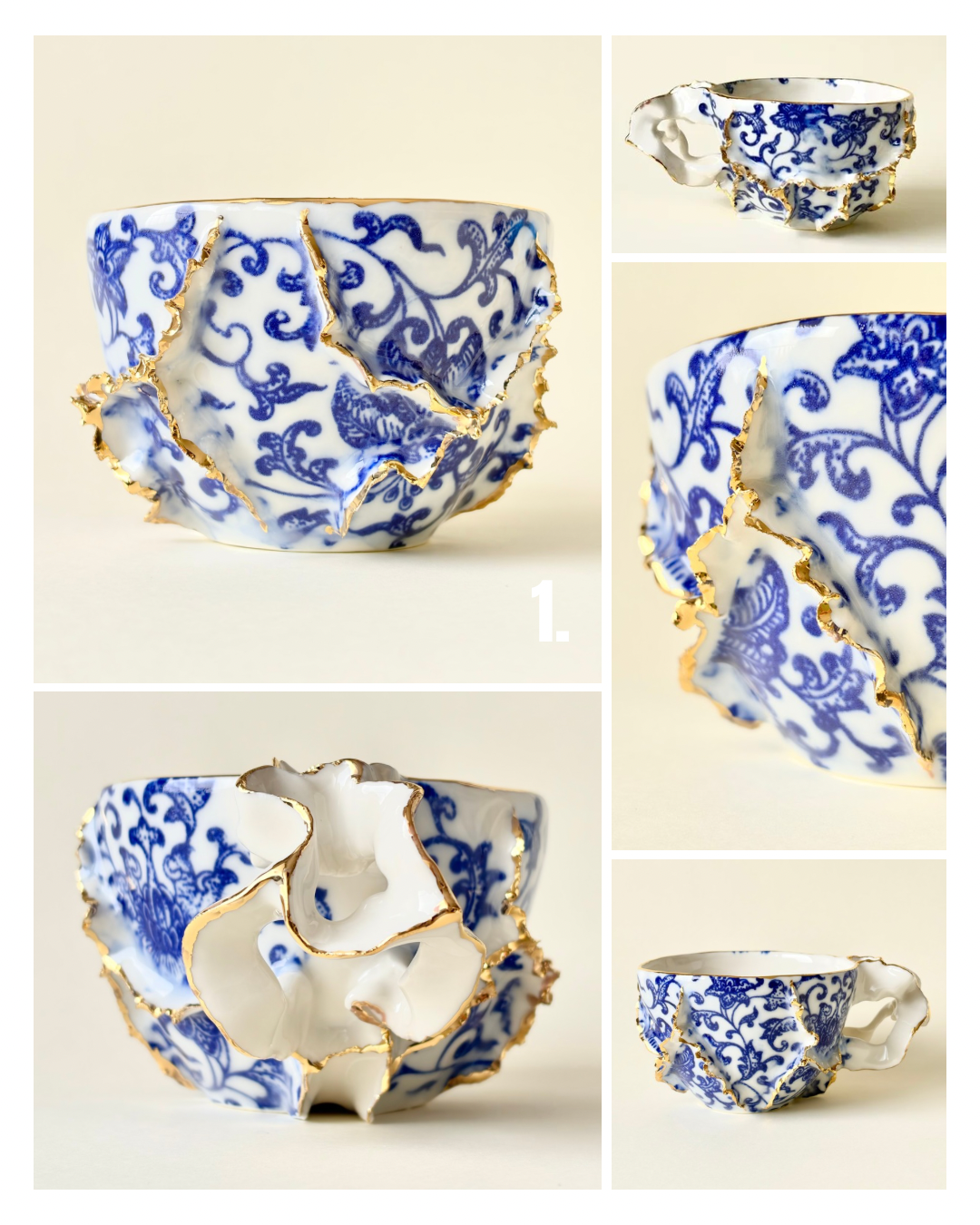 Filiżanka „Laminari” porcelanowa ze złoceniem