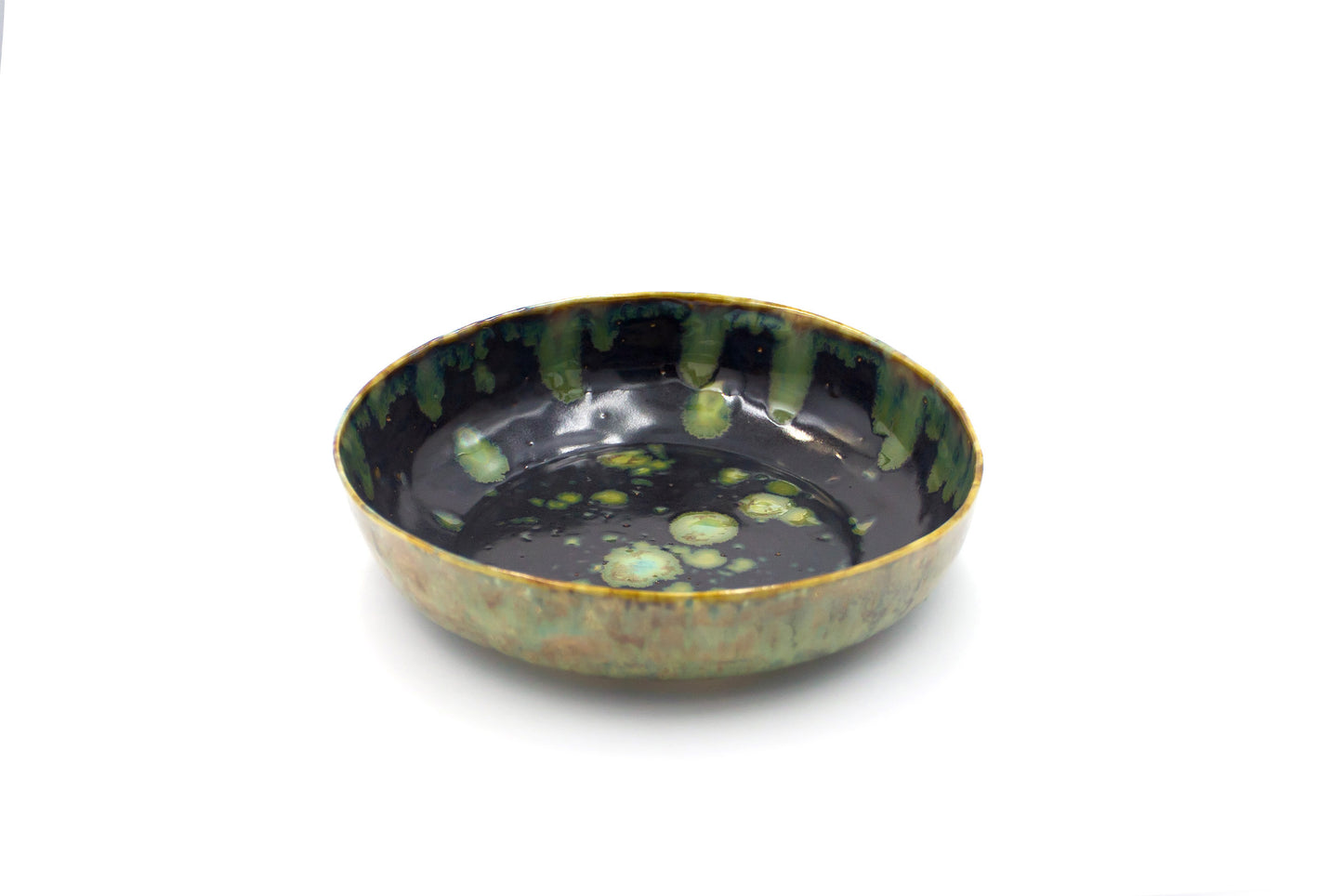 Miska ceramiczna duża w kolorze czarno-zielonym
