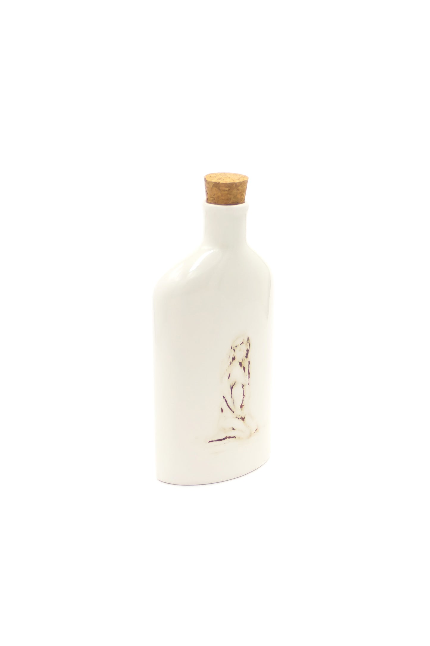 Butelka porcelanowa w kolorze białym z rysunkiem