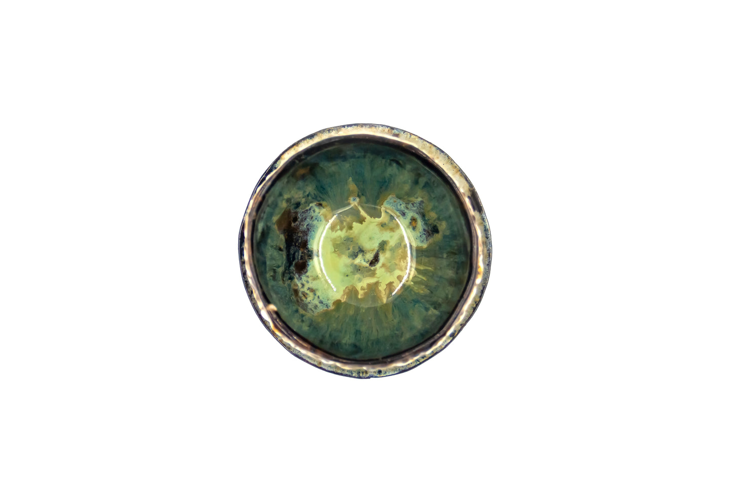 Miseczka ceramiczna w kolorze zielono-brązowym ze spodkiem