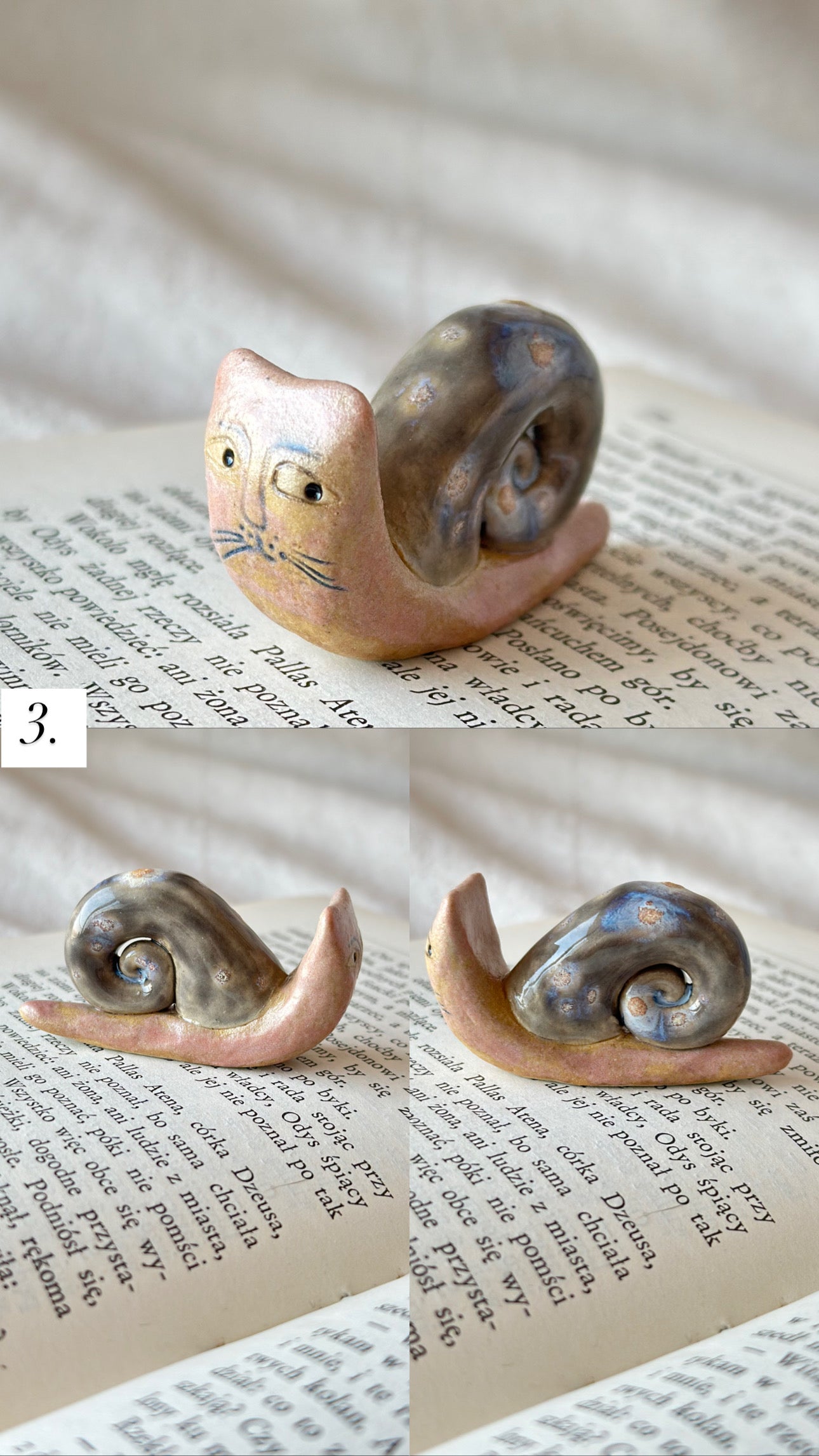 Figurine d'escargot en céramique