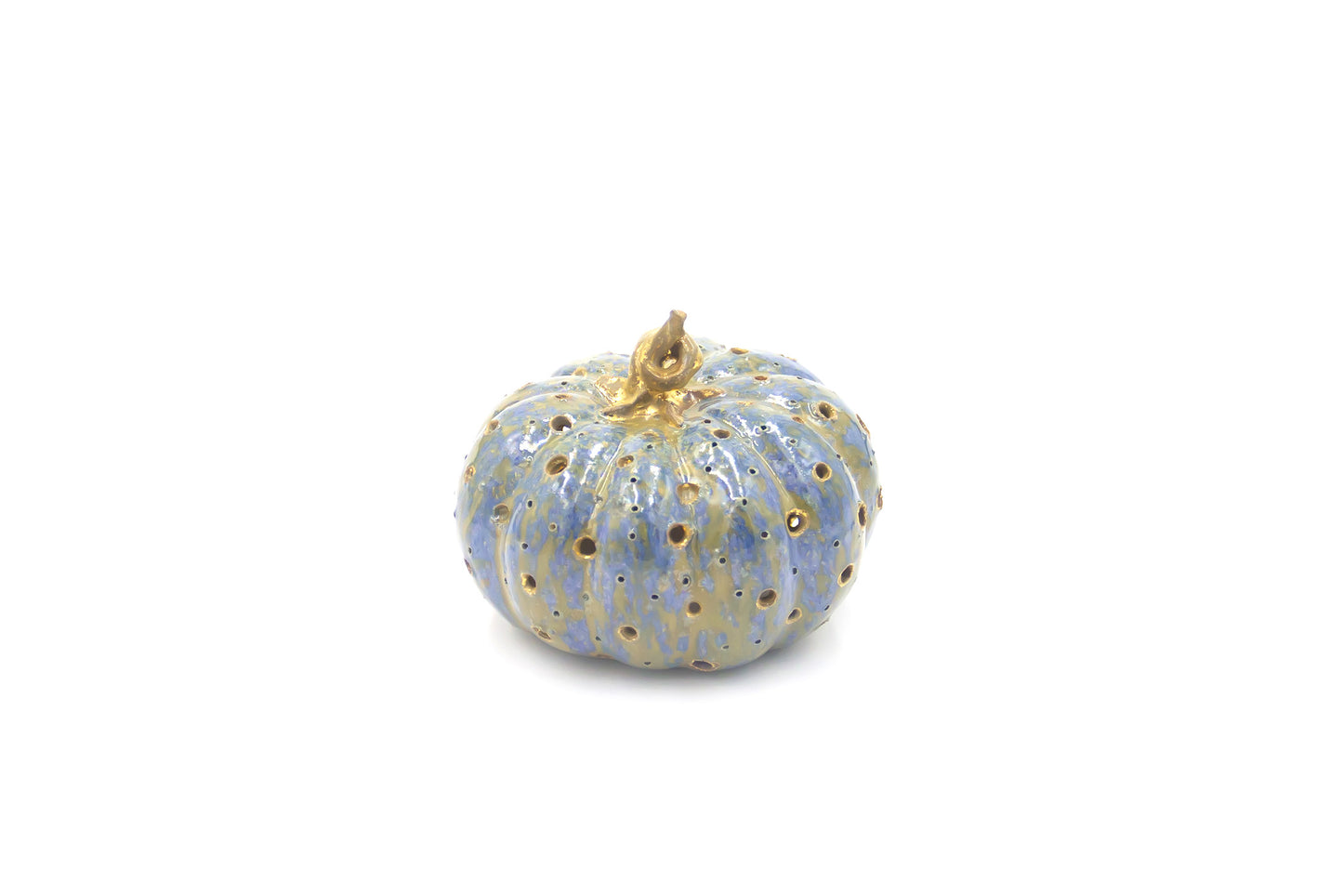 Dynia ceramiczna w kolorze szaro-niebieskim ze złoceniem
