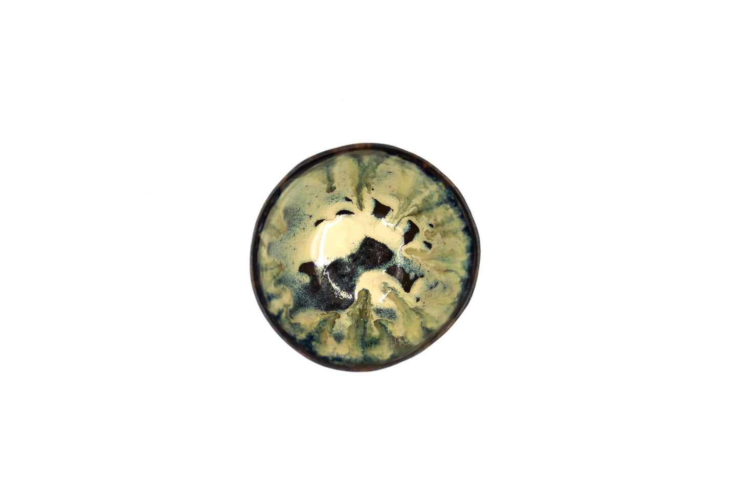 Miseczka ceramiczna w kolorze zielono-brązowym ze spodkiem
