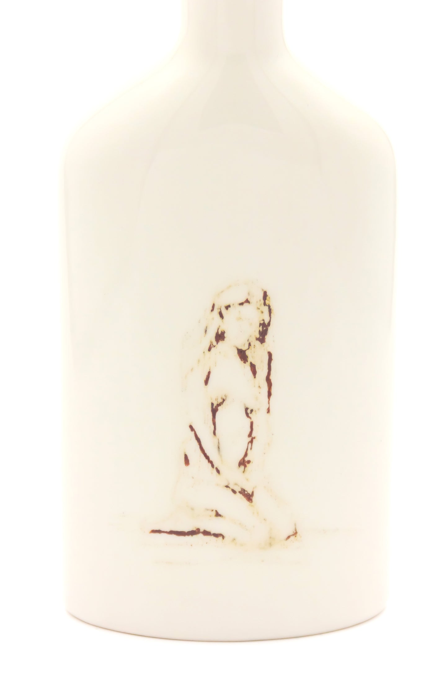 Butelka porcelanowa w kolorze białym z rysunkiem