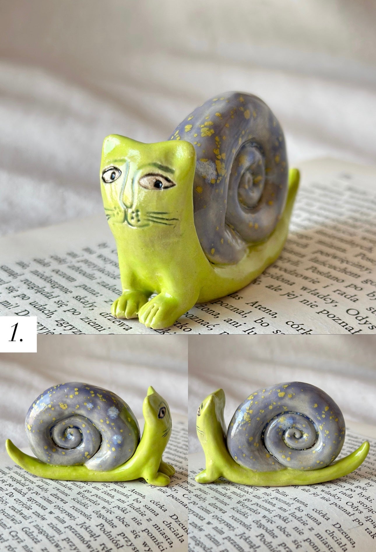 Figurine d'escargot en céramique