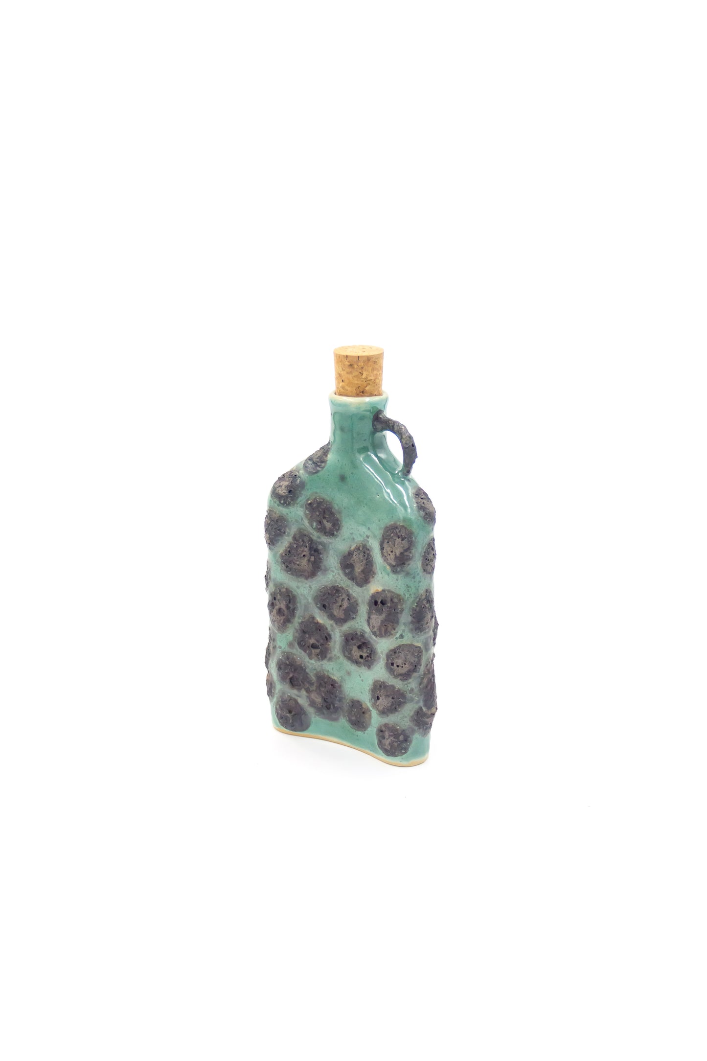 Butelka ceramiczna w kolorze czarno-zielonym