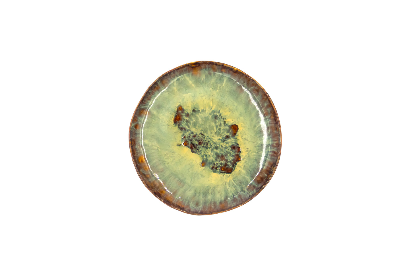 Talerz ceramiczny w kolorze brązowo-zielonym