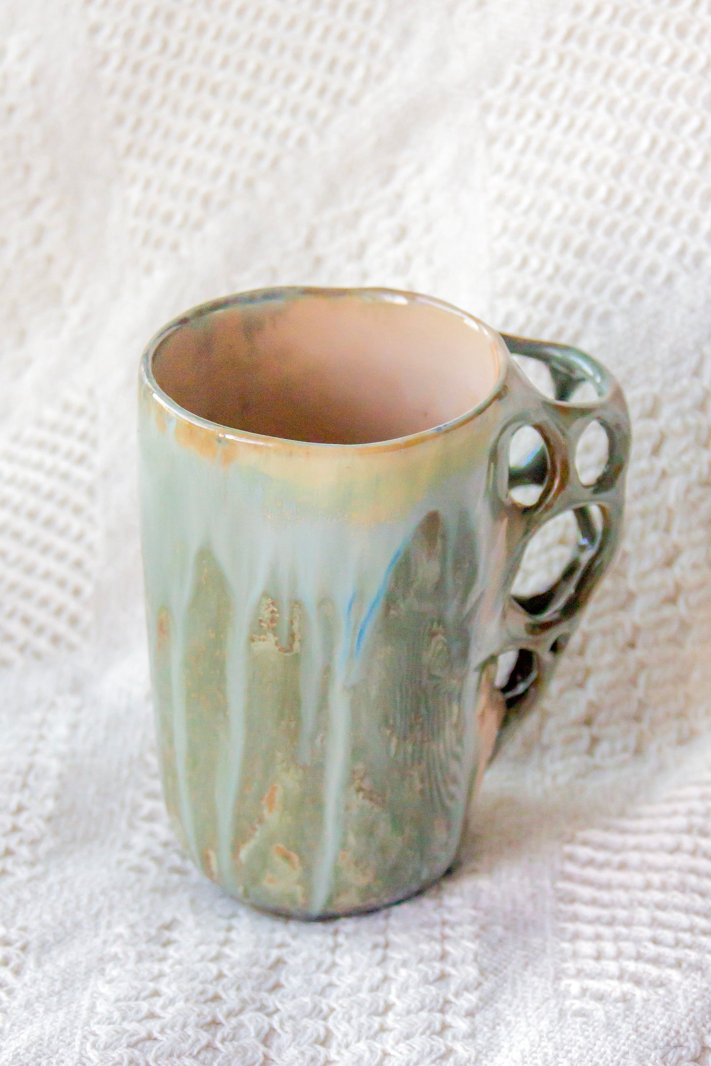Kubek ceramiczny “Tripto” beżowo-zielony