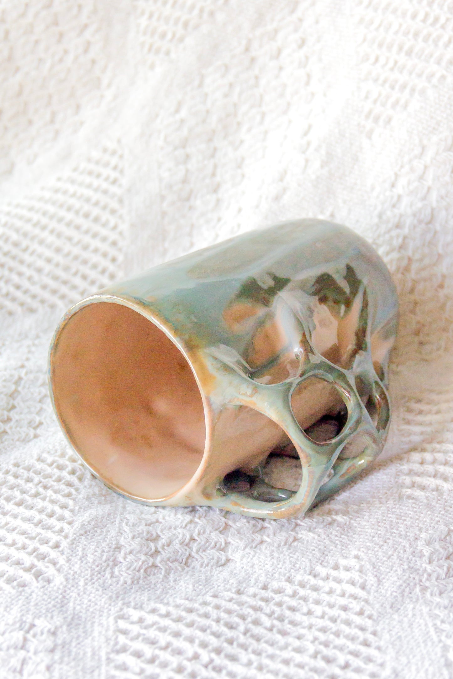 Kubek ceramiczny “Tripto” beżowo-zielony