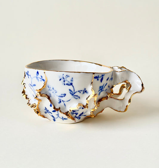 Bol "Laminari" en porcelaine plaqué or