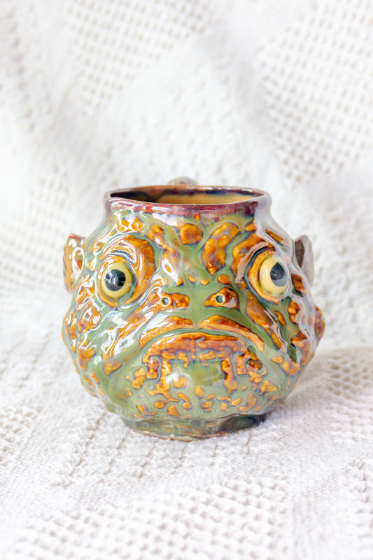 Kubek ceramiczny «Takifugu» zielono-brązowy