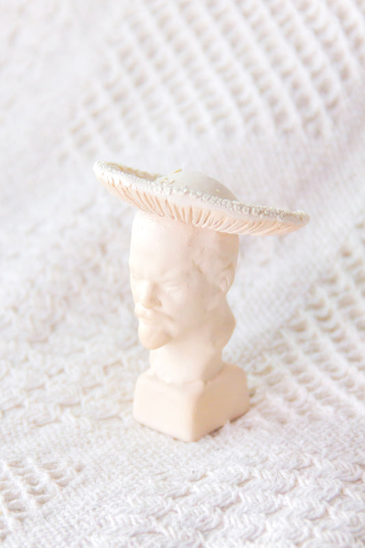 Lenin grzyb beżowo-biały, rzeźba ceramiczna mini