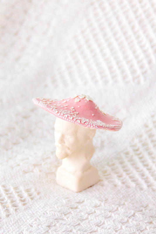 Lenin grzyb różowo-biały, rzeźba ceramiczna mini