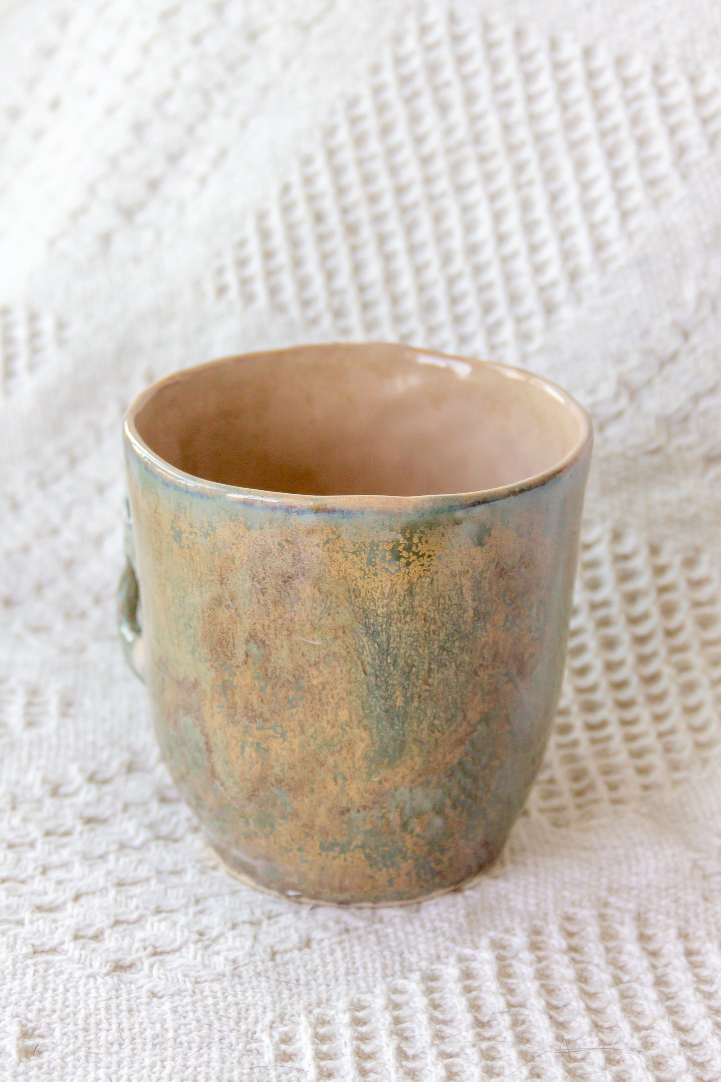 Kubek ceramiczny „Tripto” zielono-beżowy