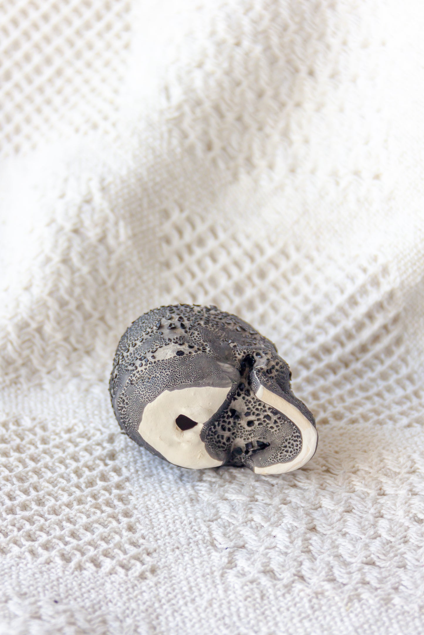 Czaszka ceramiczna mini czarno-beżowa