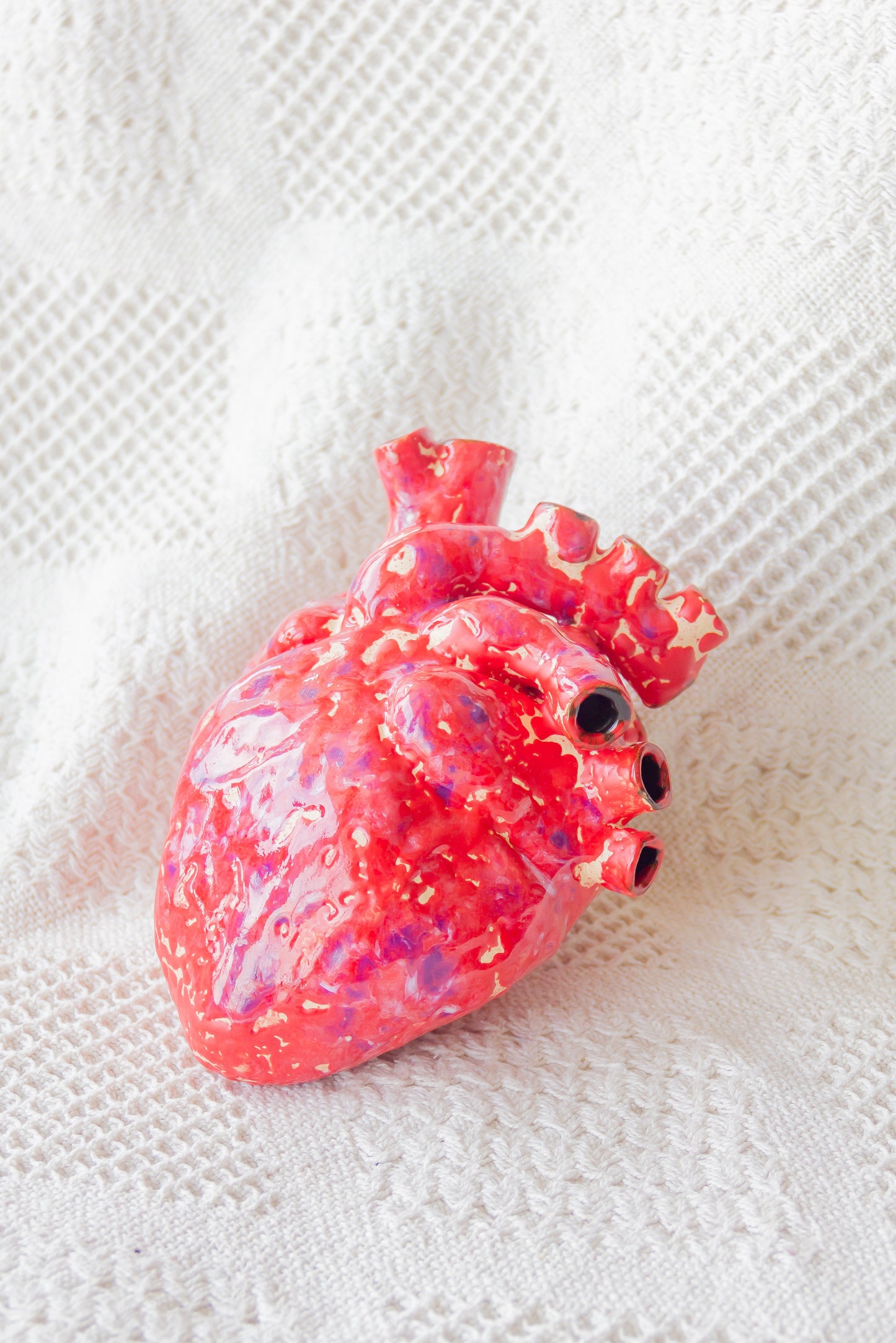 Serce ceramiczne czerwono-beżowe