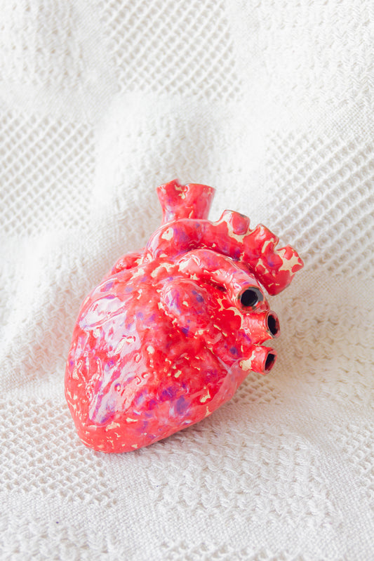 Serce ceramiczne czerwono-beżowe