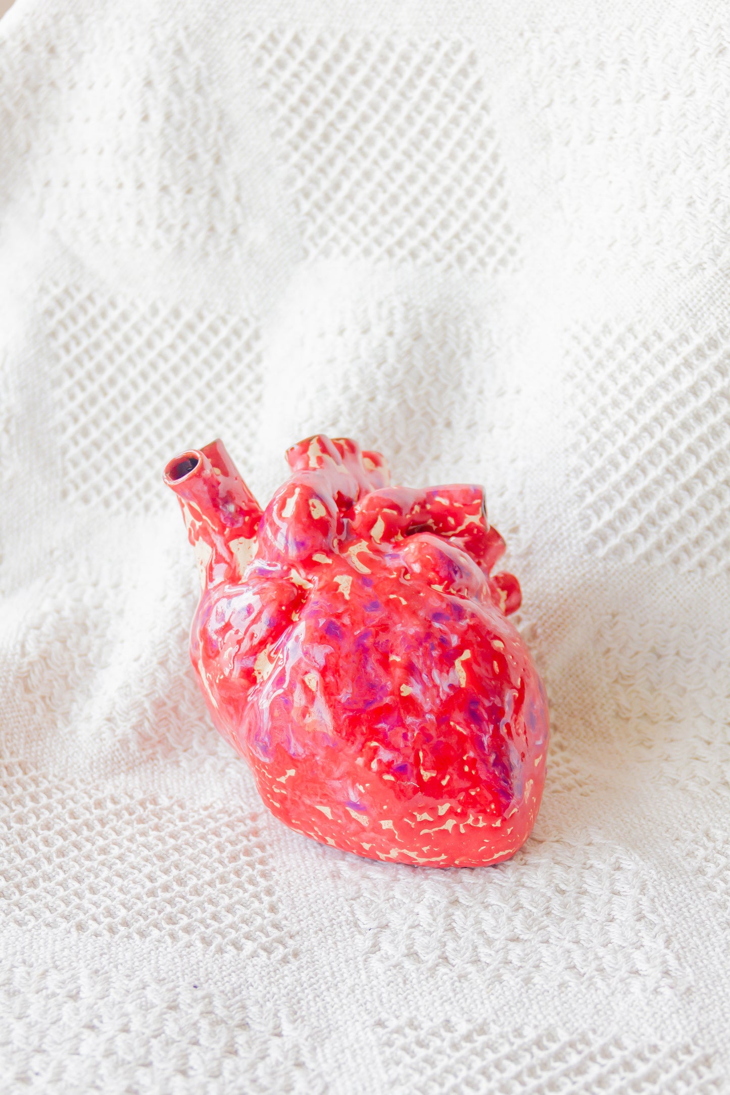 Serce ceramiczne czerwono-beżowe