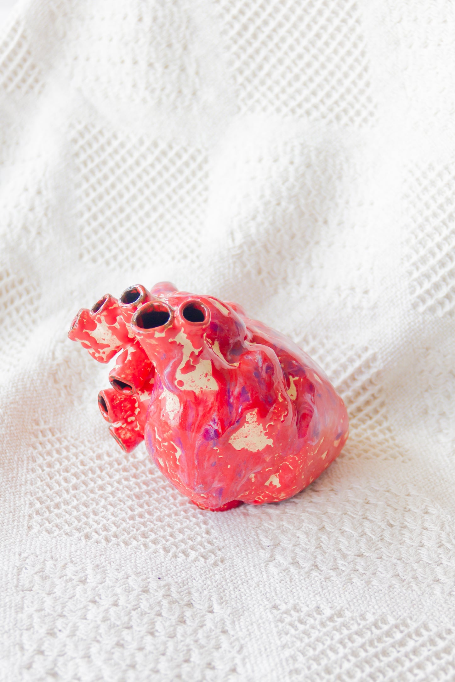 Serce ceramiczne czerwono-beżowe