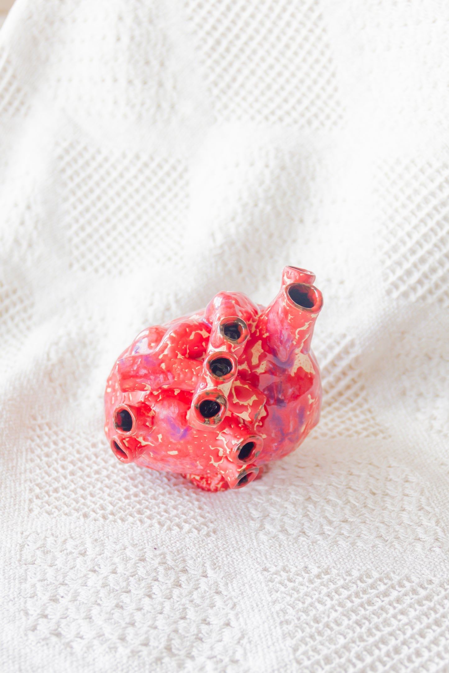 Serce ceramiczne czerwono-beżowe