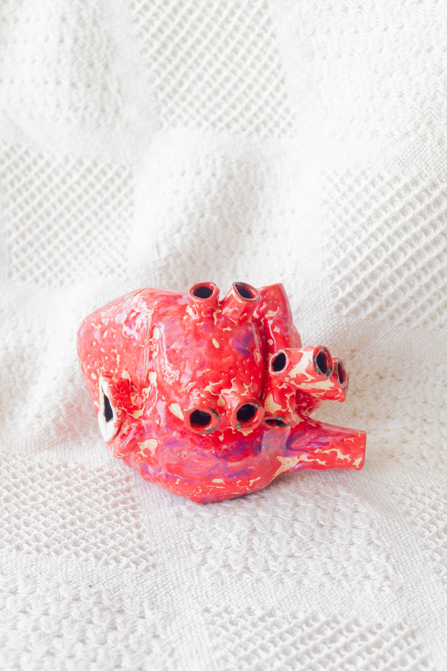 Serce ceramiczne czerwono-beżowe