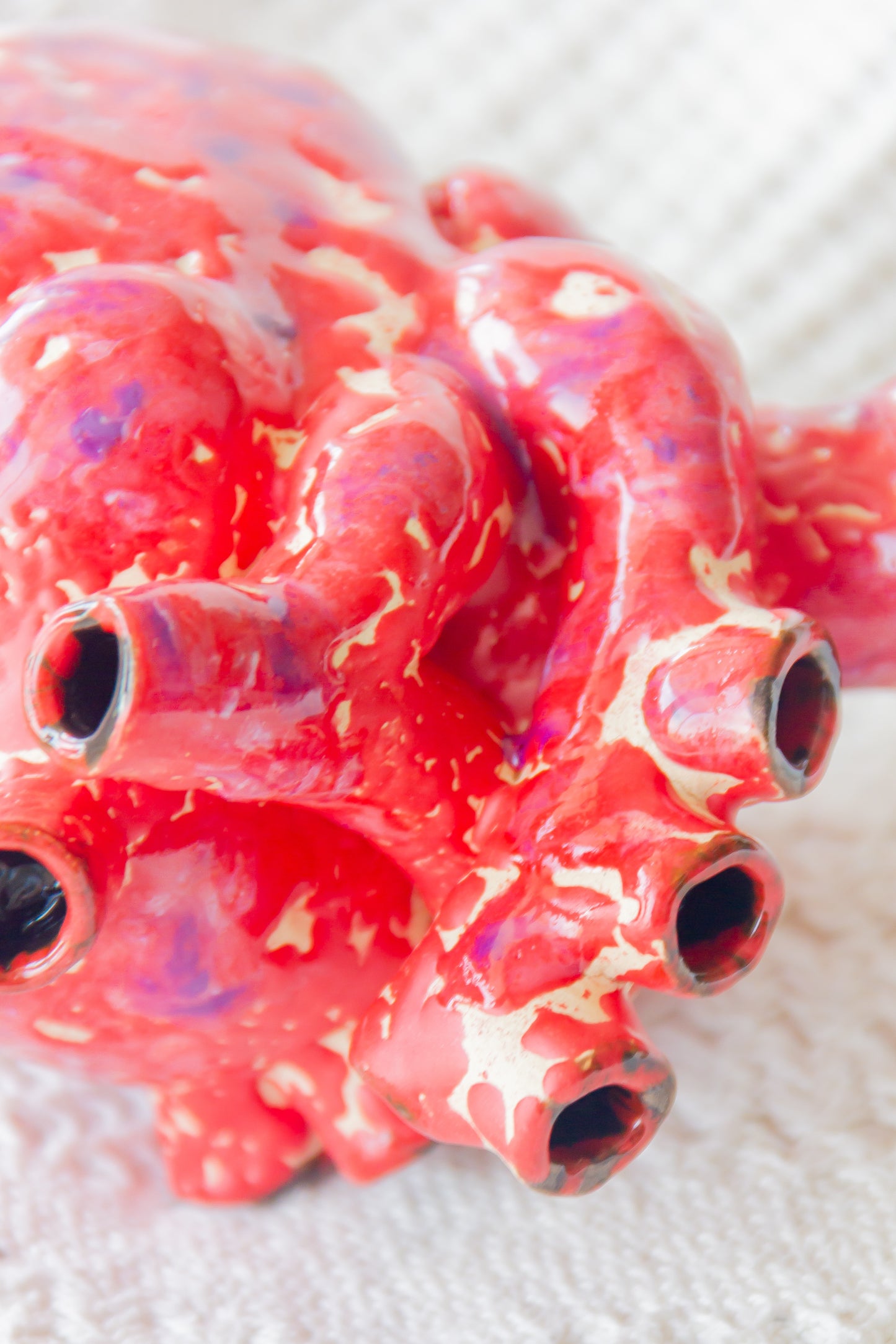 Serce ceramiczne czerwono-beżowe